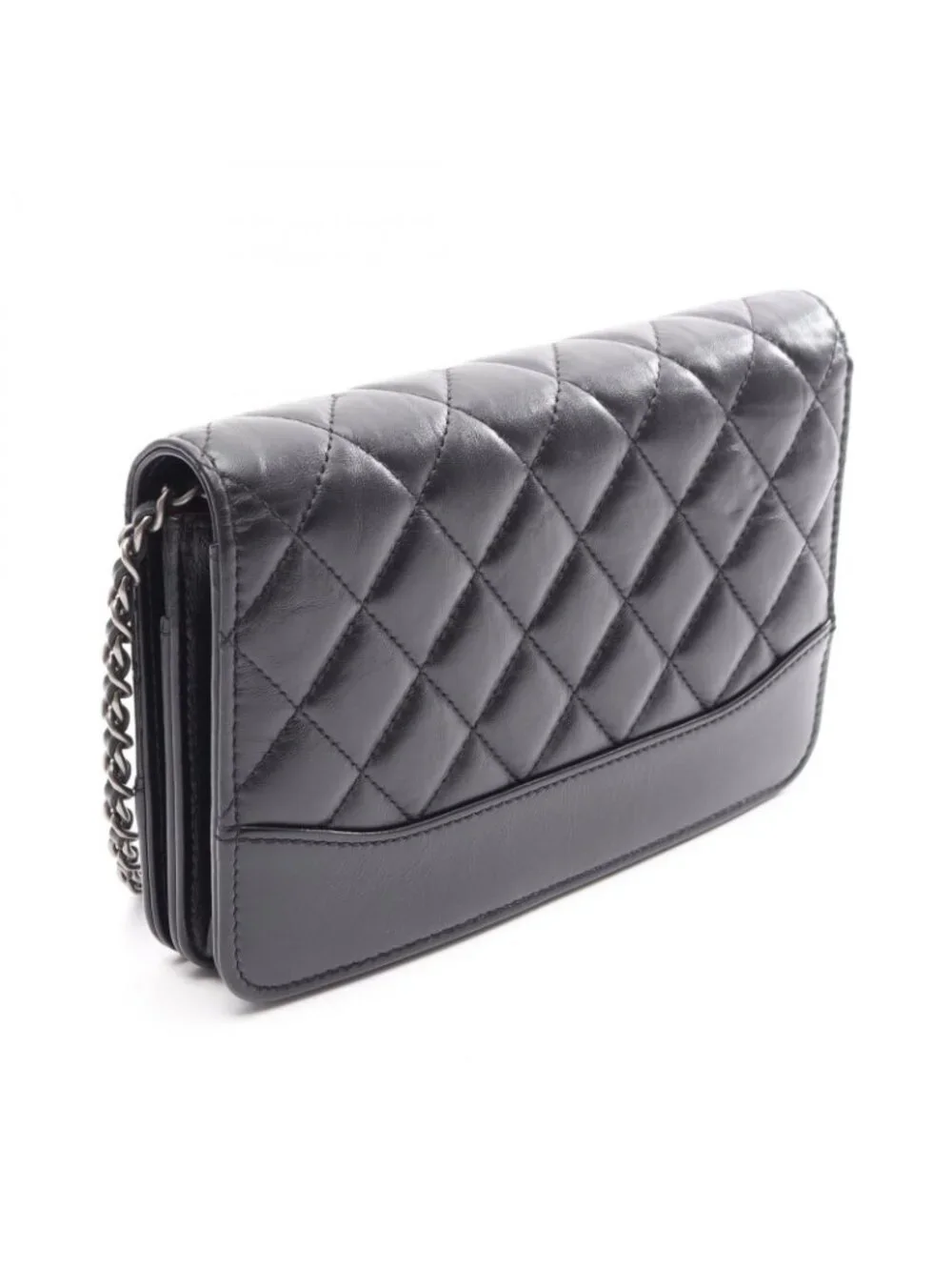 Chanel Shoulder Bag Gabrielle Black Leather Quilted Chain Wallet